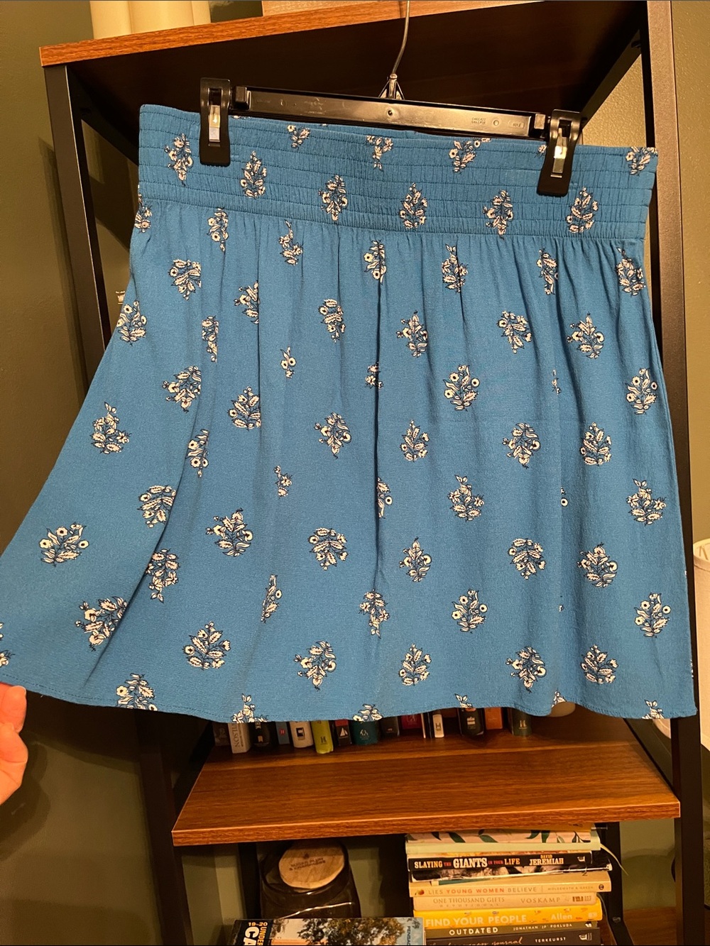 LOFT Blue Floral Circle Skirt size large